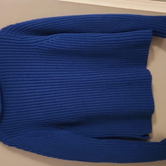 Poetry Blue Zip Up Sweater with Ribbed Knit - Picture 5 of 8